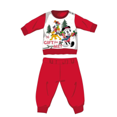 ExityKft. Disney Mickey egér téli vastag karácsonyi baba pizsama - pamut flanel pizsama - piros - 98