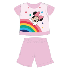 ExityKft. Disney Minnie egér nyári rövid ujjú baba pizsama - pamut jersey pizsama - szívárvány mintával - világosrózsaszín - 92