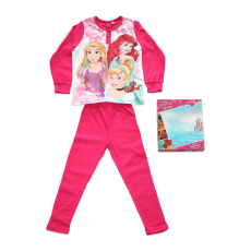 ExityKft. Hosszú vékony pamut gyerek pizsama - Hercegnők - Aranyhaj, Ariel, Csipkerózsika mintával - Jersey - pink - 98