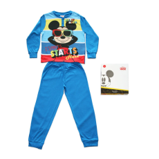 ExityKft. Hosszú vékony pamut gyerek pizsama - Mickey egér - Summer starts felirattal - Jersey - középkék - 116
