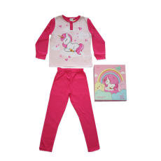 ExityKft. Hosszú vékony pamut gyerek pizsama - Unikornis - Jersey - pink - 134