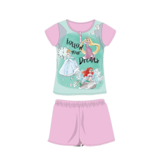 ExityKft. Nyári rövid ujjú gyerek pamut pizsama - Disney Hercegnők - Follow your dreams felirattal - világosrózsaszín - 98