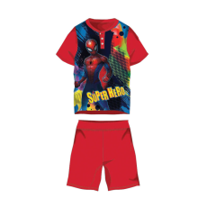 ExityKft. Nyári rövid ujjú gyerek pamut pizsama - Pókember - Super Hero felirattal - piros - 104
