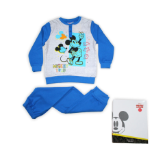 ExityKft. Téli pamut gyerek pizsama - Mickey egér - középkék - 104 gyerek hálóing, pizsama