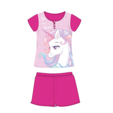 ExityKft. Unikornis nyári rövid ujjú gyerek pizsama - pamut jersey pizsama - pink - 110 gyerek hálóing, pizsama