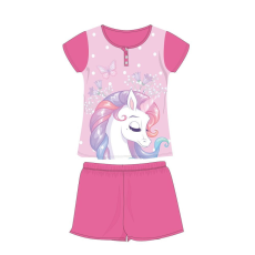 ExityKft. Unikornis nyári rövid ujjú gyerek pizsama - pamut jersey pizsama - rózsaszín - 122