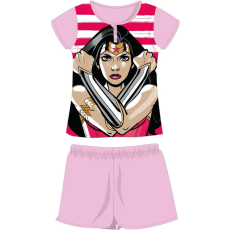 ExityKft. Wonder Woman nyári rövid ujjú gyerek pamut pizsama - jersey pizsama - világosrózsaszín - 98