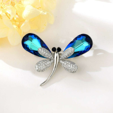 Exkluzív szitakötő bross óceánkék Swarovski kristályokkal (0094.) bross