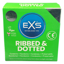 EXS Ribbed, Dotted and Flared - pontozott óvszer (3 db) óvszer