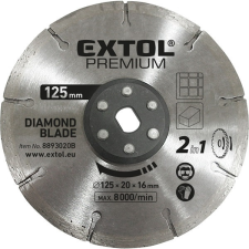Extol 8893020B gyémántvágó korong 125×20mm, 2az1ben Twin Blade rendszer, kőhöz és csempéhez, 8893020 vágógéphez csiszolókorong és vágókorong