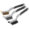 EXTOL PREMIUM EXTOL drótkefe klt., 3 db: nylon-, réz- és rozsdamentes acél szál, 3×8 sor, 180mm, kétkomponensű TPR+PP puha műanyag nyél