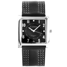 Extreim női kvarc karóra, 34 mm szögletes, fekete számlap, ezüst tok karóra