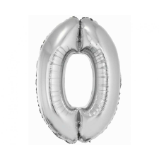 Ezüst 0-ás Silver szám fólia lufi 76 cm party kellék