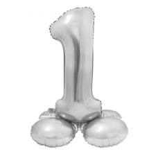  Ezüst 1-es Silver szám fólia lufi talppal 72 cm party kellék