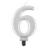  Ezüst 6-os Metallic számgyertya, tortagyertya