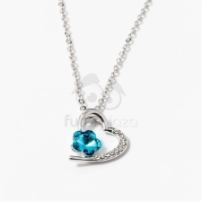  Ezüst bevonatos szív medálos nyaklánc kék köves jwr-1303 nyaklánc