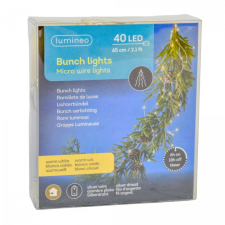  Ezüst drótkábeles korbáncs 40 LED-es elemes (elem nélkül) meleg dekorációs kellék