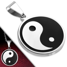 Ezüst és fekete színű, Yin-Yang mintás nemesacél medál medál