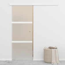 Ezüst ESG üveg és alumínium tolóajtó puha ütközőkkel 76x205 cm építőanyag
