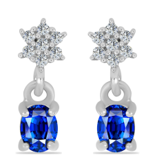  Ezüst Fülbevaló Ausztrál Kék Zafírral és Fehér Topázzal, Y59452 fülbevaló