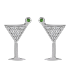  Ezüst Fülbevaló Króm Diopsziddal és Fehér Topázzal, PCY11087 fülbevaló