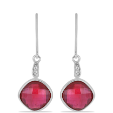  Ezüst Fülbevaló Madagaszkári Rubinnal és Fehér Topázzal, Y54067 fülbevaló