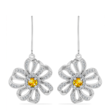  Ezüst Fülbevaló Ural Citrinnel és Fehér Topázzal, Y61552 fülbevaló