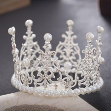  Ezüst gyöngy korona torta dísz, mini party kellék