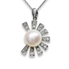  Ezüst Gyöngy Virág Medál Nyaklánc - 42 cm nyaklánc