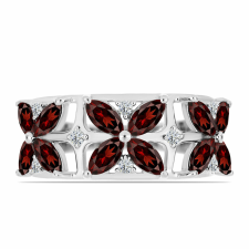  Ezüst Gyűrű Barton Gránáttal és Fehér Topázzal, Y61030/57 gyűrű