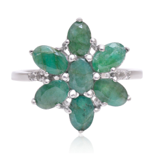  Ezüst Gyűrű Brazil Smaragddal és Fehér Topázzal, XMP034/54 gyűrű