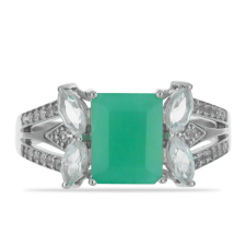  Ezüst Gyűrű Brazil Smaragddal és Fehér Topázzal, Y54445/57 gyűrű