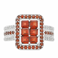  Ezüst Gyűrű Gránáttal és Fehér Topázzal, PCY11414/57 gyűrű