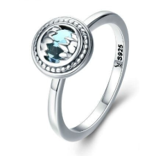  Ezüst gyűrű kék kristállyal, 7-es méret gyűrű