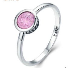 Ezüst gyűrű kristállyal, pink, 7-es méret gyűrű