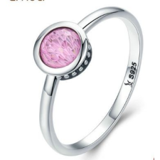  Ezüst gyűrű kristállyal, pink, 8-as méret gyűrű