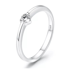  Ezüst gyűrű kristályszívvel, 8-as méret gyűrű