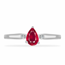  Ezüst Gyűrű Madagaszkári Rubinnal és Fehér Gyémánttal, Y58623/59 gyűrű
