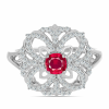  Ezüst Gyűrű Madagaszkári Rubinnal és Fehér Topázzal, Y62060/62