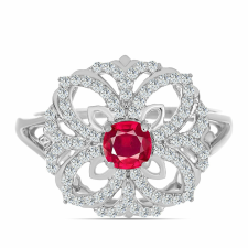  Ezüst Gyűrű Madagaszkári Rubinnal és Fehér Topázzal, Y62060/62 gyűrű