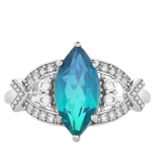  Ezüst Gyűrű Páva Kvarccal és Fehér Topázzal, PCY11617/57 gyűrű