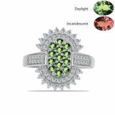  Ezüst Gyűrű Természetes Alexandrittal és Fehér Topázzal, Y62019/54 gyűrű