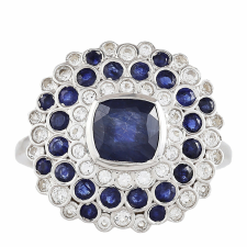  Ezüst Gyűrű Thai Zafírral és Fehér Topázzal, PCY11587/54 gyűrű