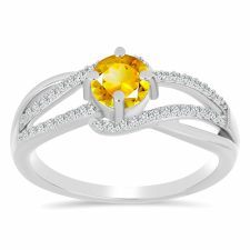  Ezüst Gyűrű Ural Citrinnel és Fehér Topázzal, Y60645/54 gyűrű