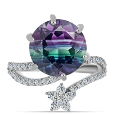  Ezüst Gyűrű Zebra Fluorittal és Fehér Topázzal, Y62982/54 gyűrű