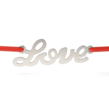 Ezüst karkötő piros zsinóros modellel True Love karkötő