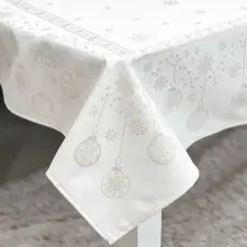  Ezüst lurex asztalterítő gömb mintás 96x100 cm lakástextília