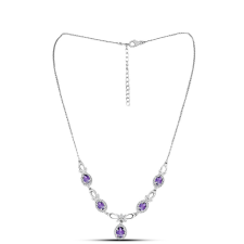  Ezüst Nyaklánc Marokkói Ametiszttel és Fehér Topázzal, Y60175 nyaklánc