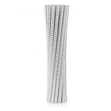 Ezüst Silver Chevron papír szívószál 12 db-os party kellék