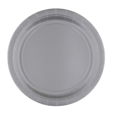 Ezüst Silver papírtányér 8 db-os 23 cm party kellék